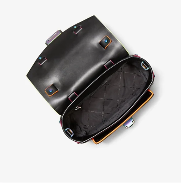 Michael Kors Manhattan Medium Contrast-Trim Leather Colorful School Satchel - Picture 13 of 14